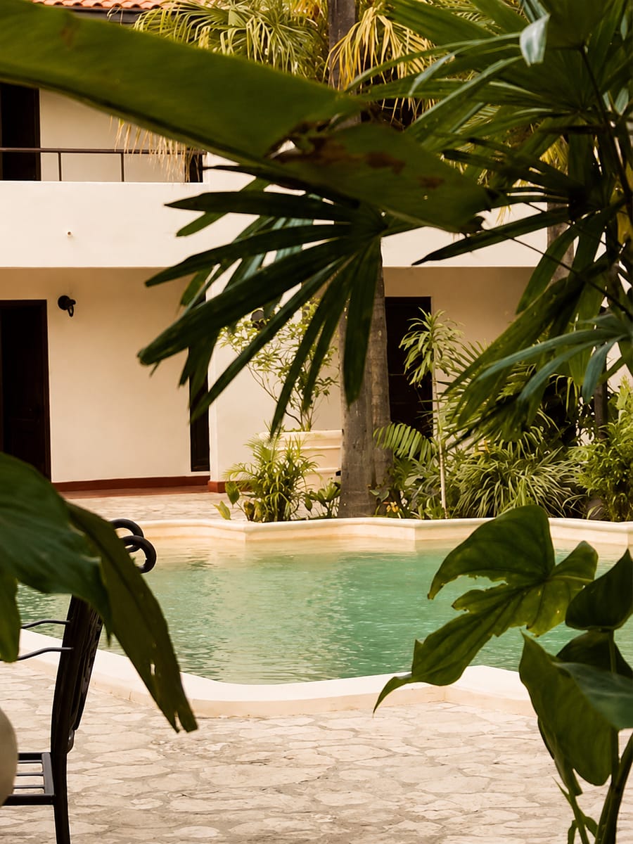 Pool patio at Hotel Ancestral Copán